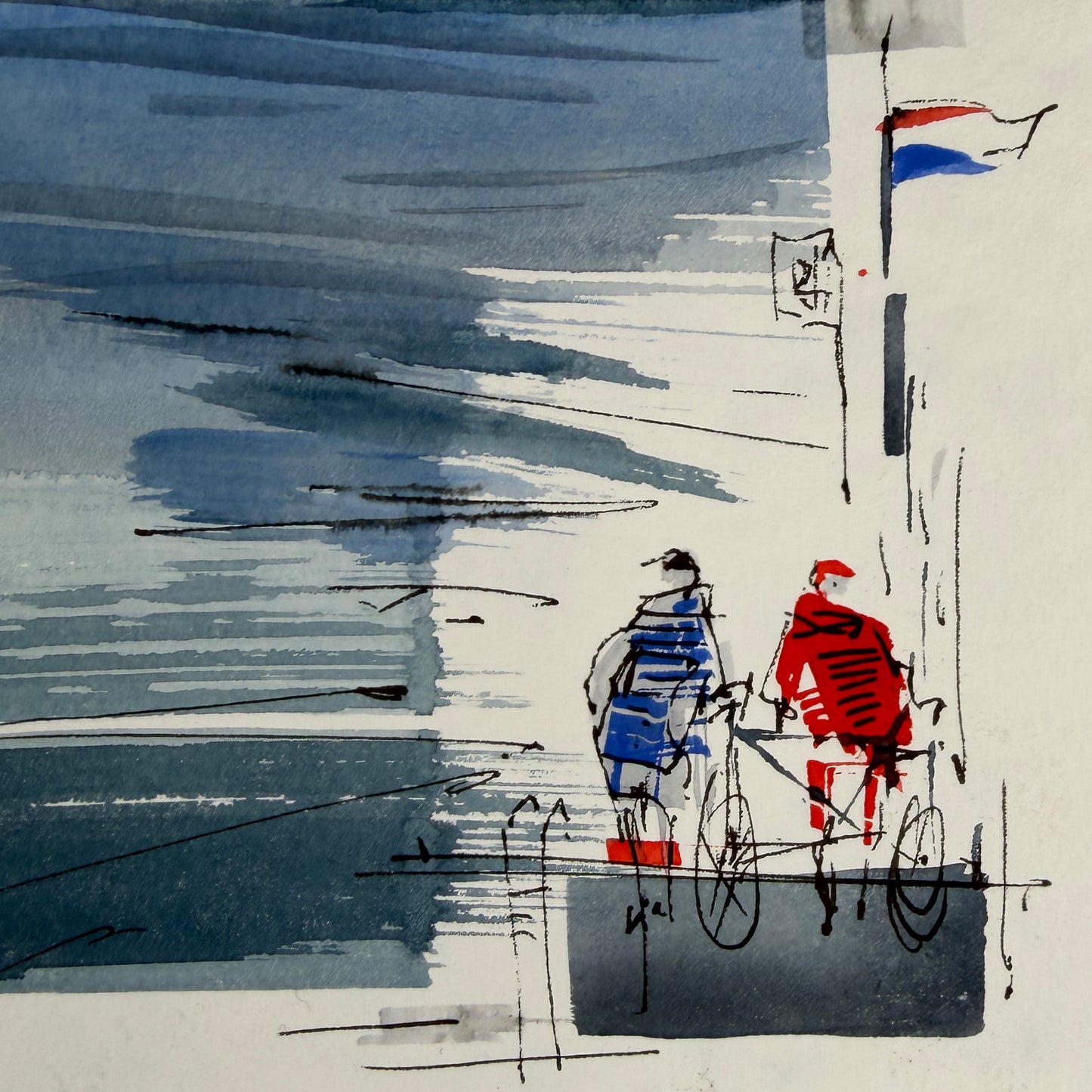 Kiel 1 - Unikat (19x19cm) mit Passepartout (40x40cm)