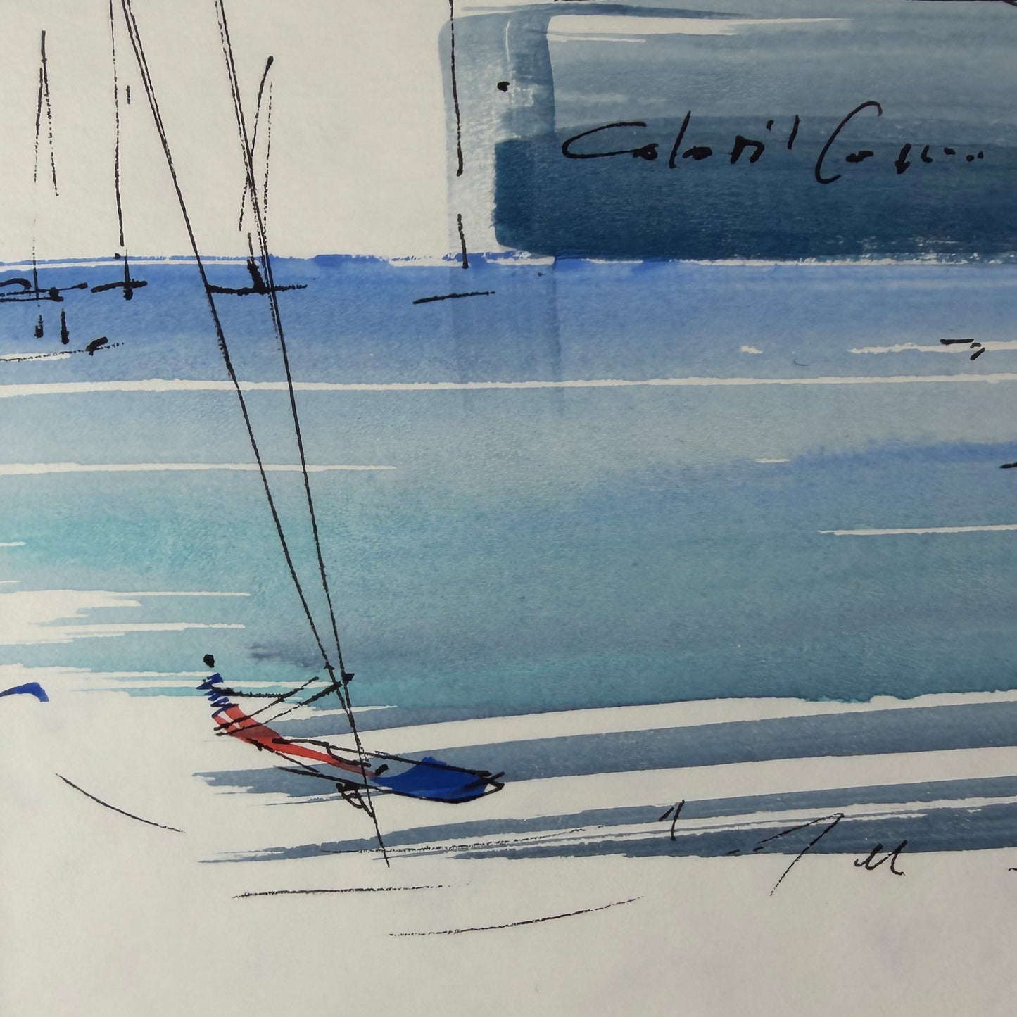 Kiel 2 - Unikat (19x19cm) mit Passepartout (40x40cm)