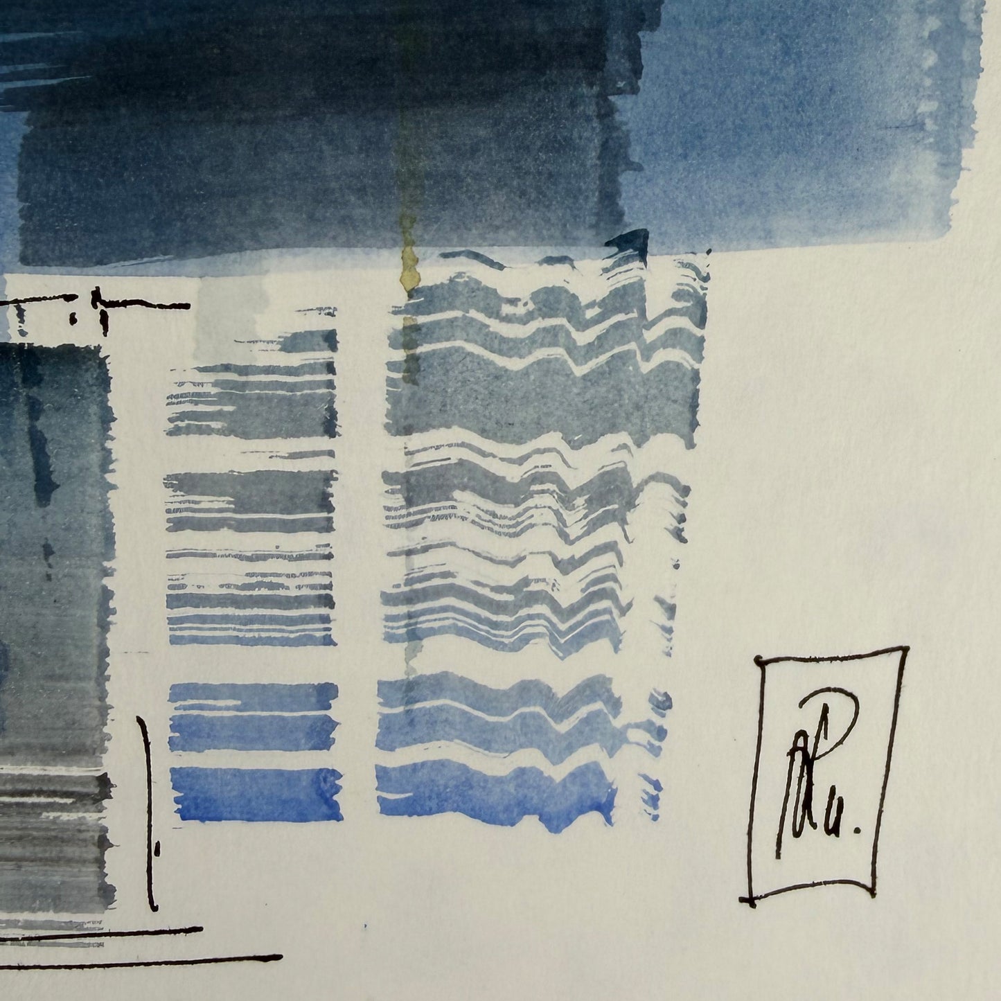 Kiel 3 - Unikat (19x19cm) mit Passepartout (40x40cm)