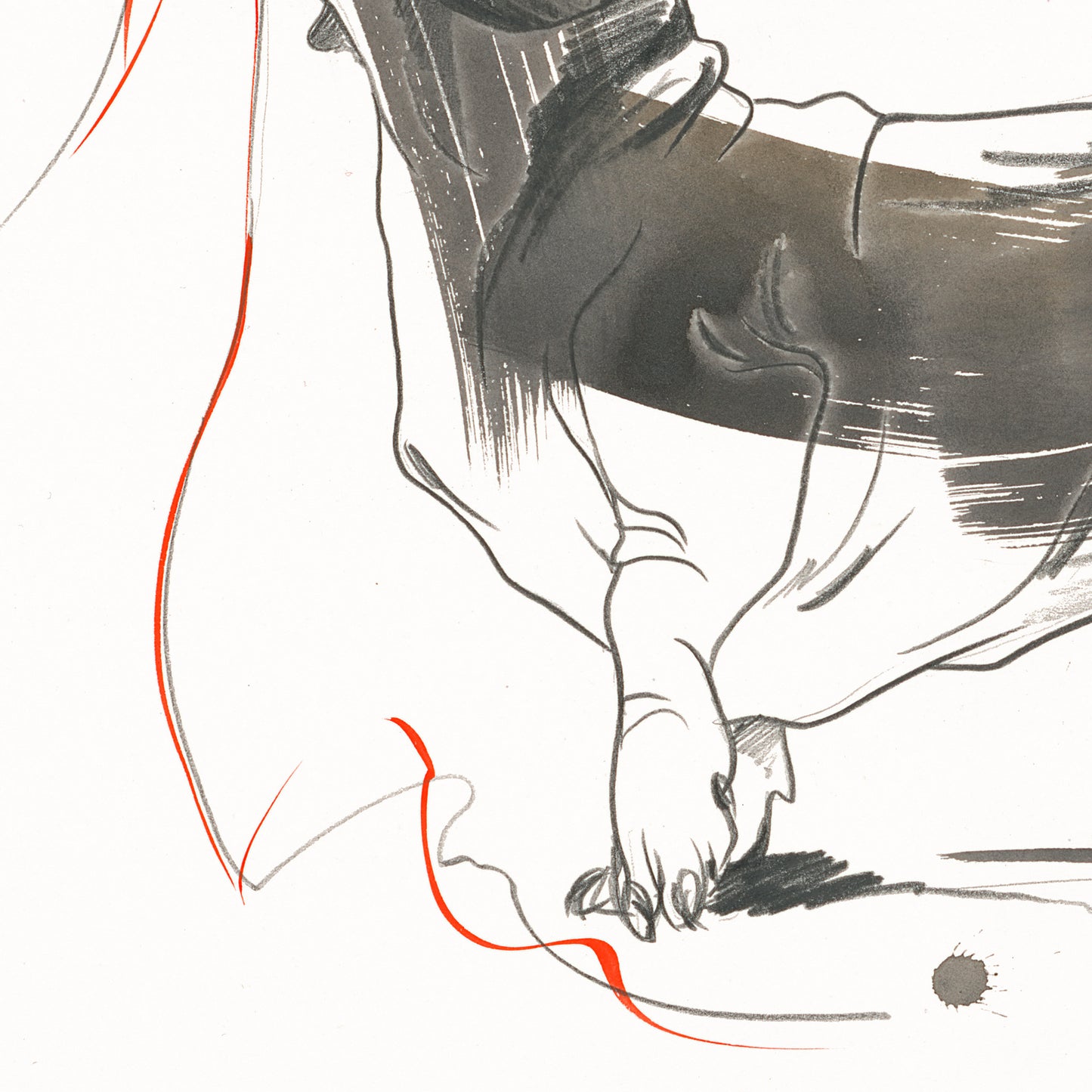 Dackel mit Schnur - Kunstdruck (60x40cm)