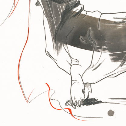 Dackel mit Schnur - Kunstdruck (60x40cm)