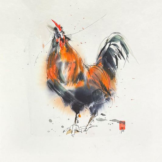 Hahn 1 - Unikat (25x25cm)