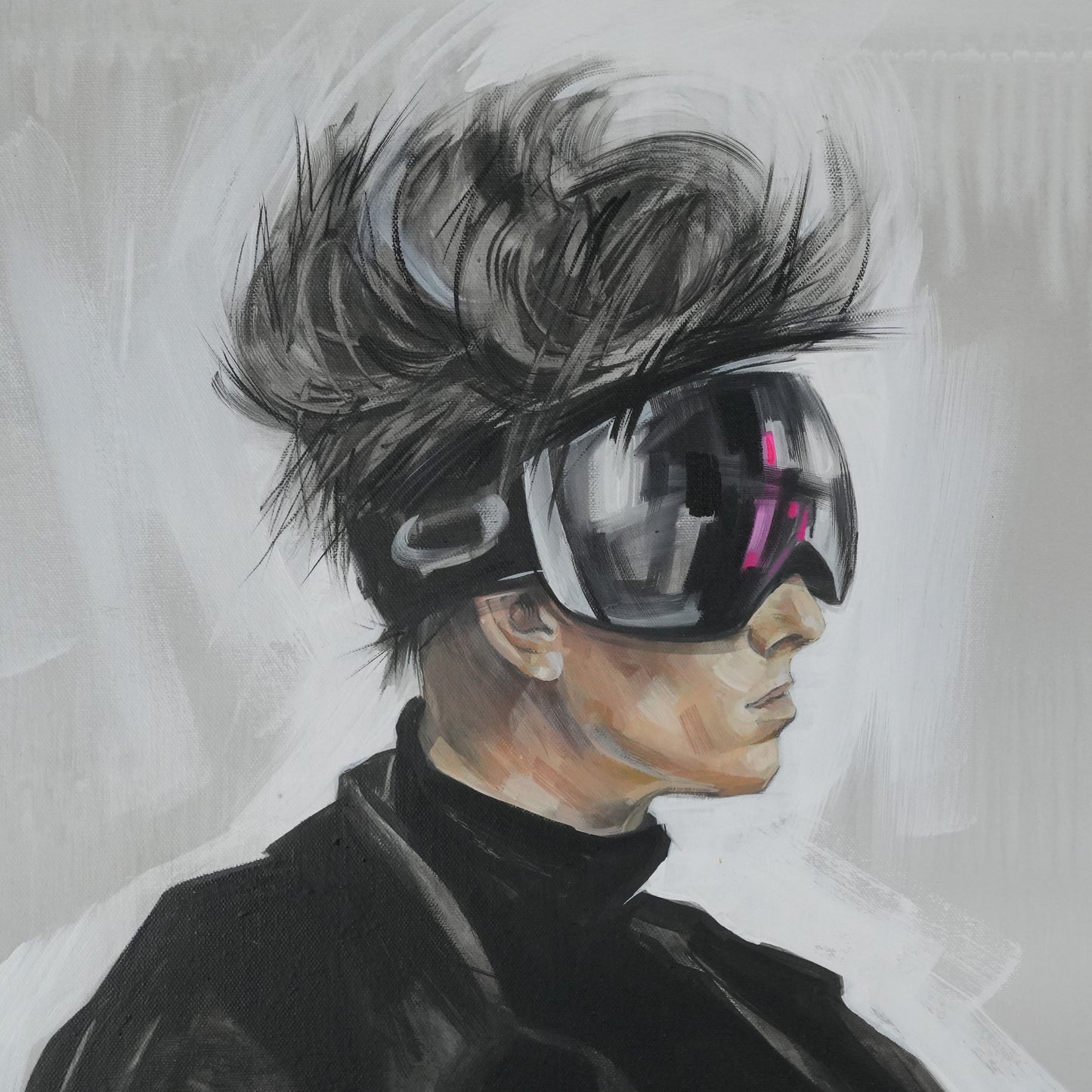 Junge mit Skibrille - Unikat (120x120cm)