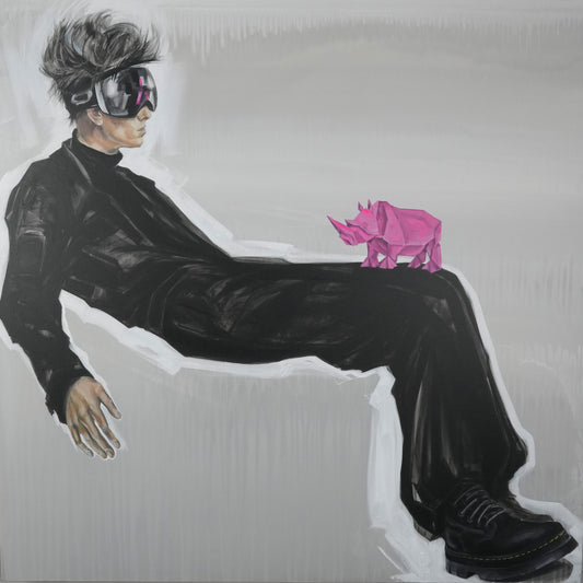 Junge mit Skibrille - Unikat (120x120cm)