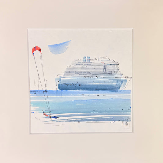 Kiel 2 - Unikat (19x19cm) mit Passepartout (40x40cm)