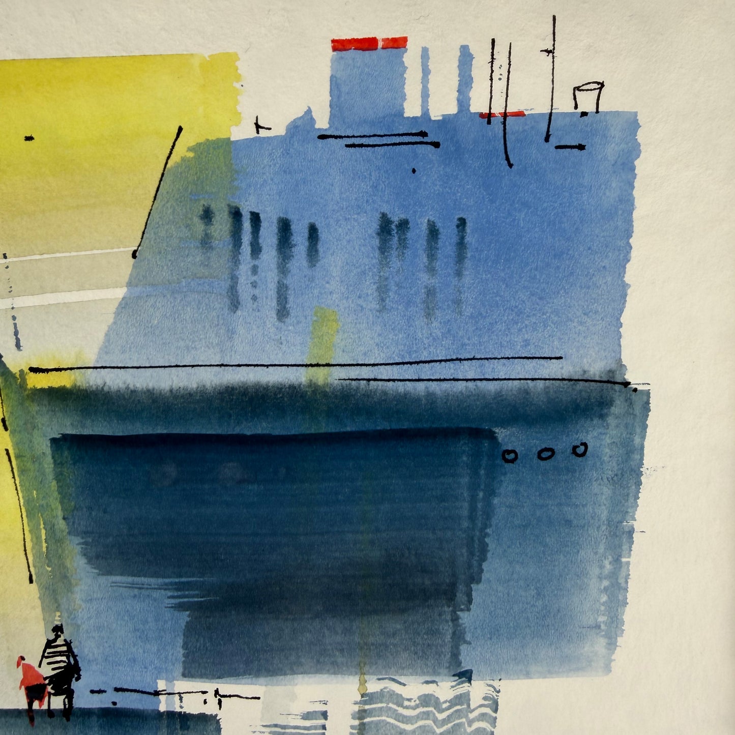 Kiel 3 - Unikat (19x19cm) mit Passepartout (40x40cm)