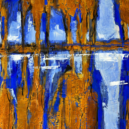 Spiegelung in Blau - Unikat (100x100cm)