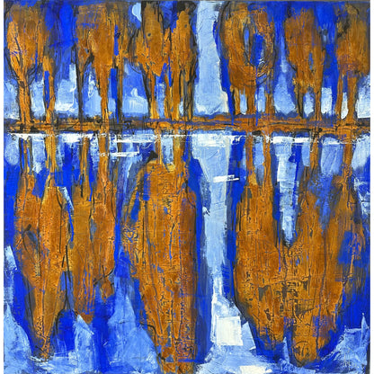Spiegelung in Blau - Unikat (100x100cm)