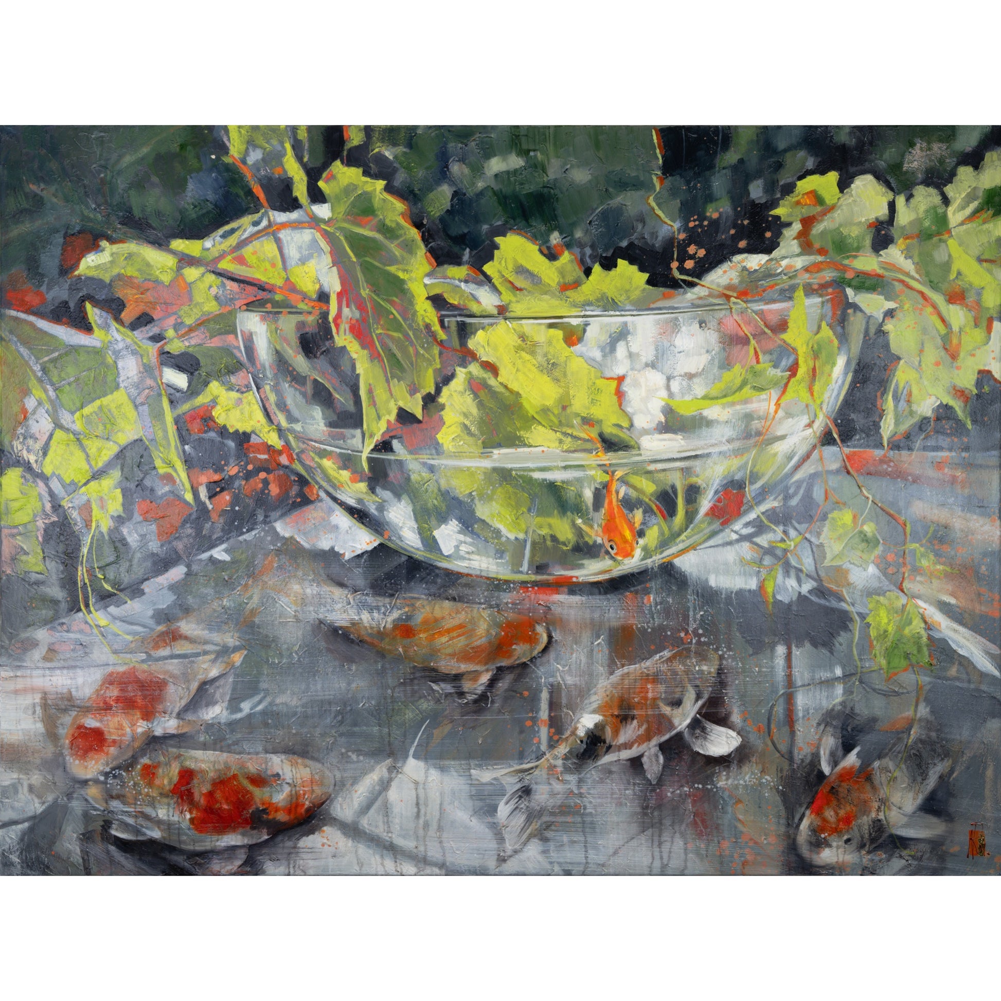 Glasschale und Fische Bild 1