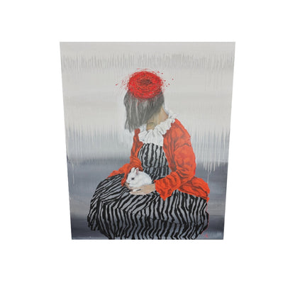 Mädchen mit Kaninchen - Unikat (120x150cm)